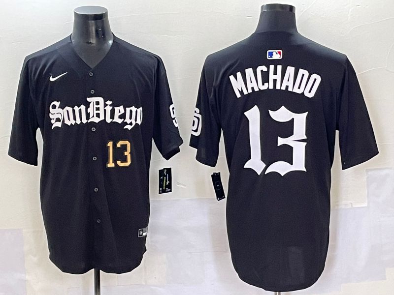 Men 2025 San Diego Padres #13 Machado Black Five generations Joint Name Nike MLB Jersey style 3->san diego padres->MLB Jersey